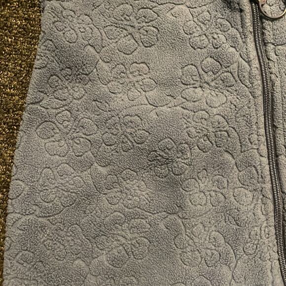 REI Brand Infant Fleece Bunting Size 3 Months Blue Floral Embossed Zip Up Hooded - Picture 9 of 10